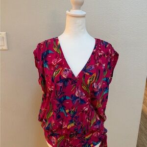 Vibrant Pink Floral V-Neck INC Women’s Top